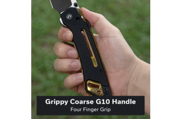 Image of CIVIVI Buster Fg Thumb Stud &amp; Superlock Knife Black Coarse G10 Handle 4.2inch Black Stonewashed Nitro-v Blade, Satin Flat - C24052-1