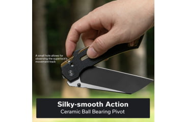 Image of CIVIVI Buster Fg Thumb Stud &amp; Superlock Knife Black Coarse G10 Handle 4.2inch Black Stonewashed Nitro-v Blade, Satin Flat - C24052-1