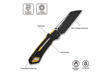 Image of CIVIVI Buster Fg Thumb Stud &amp; Superlock Knife Black Coarse G10 Handle 4.2inch Black Stonewashed Nitro-v Blade, Satin Flat - C24052-1