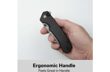 Image of CIVIVI Button Lock Brazen Flipper &amp; Thumb Stud Knife Twill Carbon Fiber Overlay On Black G10 Handle 3.46inch Damascus Blade