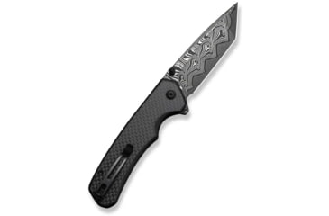 Image of CIVIVI Button Lock Brazen Flipper &amp; Thumb Stud Knife Twill Carbon Fiber Overlay On Black G10 Handle 3.46inch Damascus Blade