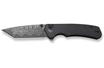 Image of CIVIVI Button Lock Brazen Flipper &amp; Thumb Stud Knife Twill Carbon Fiber Overlay On Black G10 Handle 3.46inch Damascus Blade