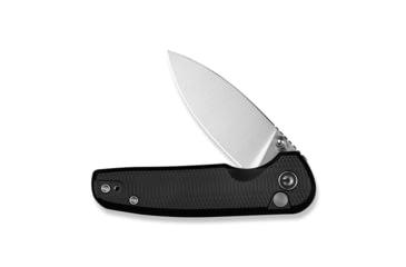 Image of CIVIVI Mini Shakan Flipper &amp; Thumb Stud &amp; Button Lock Knife Ripple Patterned Black Aluminum Handle 2.48inch Satin Finished Nitro-v Blade