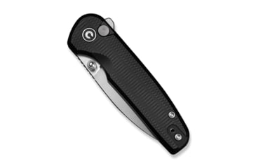 Image of CIVIVI Mini Shakan Flipper &amp; Thumb Stud &amp; Button Lock Knife Ripple Patterned Black Aluminum Handle 2.48inch Satin Finished Nitro-v Blade