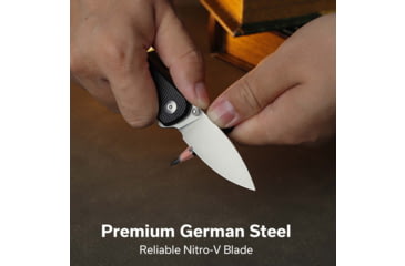 Image of CIVIVI Mini Shakan Flipper &amp; Thumb Stud &amp; Button Lock Knife Ripple Patterned Black Aluminum Handle 2.48inch Satin Finished Nitro-v Blade