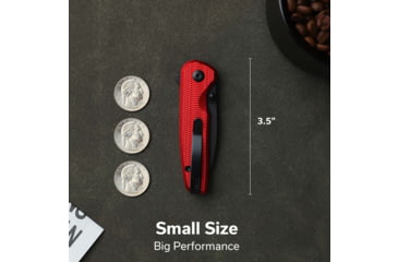 Image of CIVIVI Mini Shakan Flipper &amp; Thumb Stud &amp; Button Lock Knife Ripple Patterned Red Aluminum Handle 2.48inch Black Stonewashed Nitro-v Blade