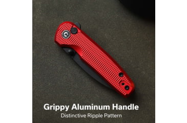 Image of CIVIVI Mini Shakan Flipper &amp; Thumb Stud &amp; Button Lock Knife Ripple Patterned Red Aluminum Handle 2.48inch Black Stonewashed Nitro-v Blade