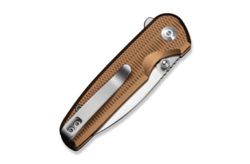 Image of CIVIVI Mini Shakan Flipper &amp; Thumb Stud &amp; Button Lock Knife Ripple Patterned Coyote Brown Aluminum Handle 2.48inch Satin Finished Nitro-v Blade