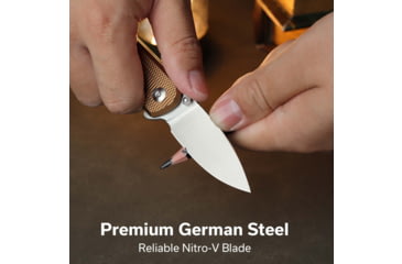 Image of CIVIVI Mini Shakan Flipper &amp; Thumb Stud &amp; Button Lock Knife Ripple Patterned Coyote Brown Aluminum Handle 2.48inch Satin Finished Nitro-v Blade