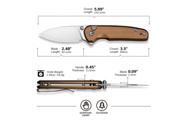 Image of CIVIVI Mini Shakan Flipper &amp; Thumb Stud &amp; Button Lock Knife Ripple Patterned Coyote Brown Aluminum Handle 2.48inch Satin Finished Nitro-v Blade
