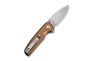 Image of CIVIVI Mini Shakan Flipper &amp; Thumb Stud &amp; Button Lock Knife Ripple Patterned Coyote Brown Aluminum Handle 2.48inch Satin Finished Nitro-v Blade
