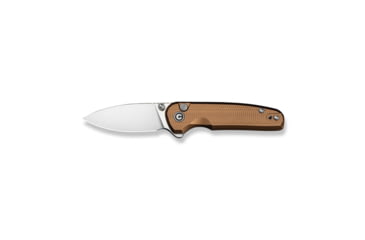 Image of CIVIVI Mini Shakan Flipper &amp; Thumb Stud &amp; Button Lock Knife Ripple Patterned Coyote Brown Aluminum Handle 2.48inch Satin Finished Nitro-v Blade