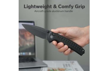 Image of CIVIVI Sentinel Strike Ii Flipper &amp; Thumb Stud &amp; Button Lock Knife Black Aluminum Handle With Black Frn Integral Spacer
