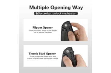 Image of CIVIVI Sentinel Strike Ii Flipper &amp; Thumb Stud &amp; Button Lock Knife Black Aluminum Handle With Black Frn Integral Spacer