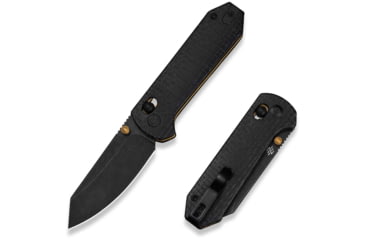 Image of CIVIVI Thumb Stud &amp; Crossbar Lock Knife Black Burlap Micarta Handle 2.88inch Black Stonewashed 14c28n Blade