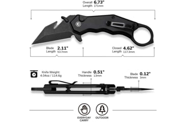 Image of CIVIVI Amaroq Flipper &amp; Thumb Stud &amp; Button Lock Knife Black Aluminum Handle 2.11inch Black Stonewashed Nitro-v Blade