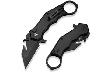 Image of CIVIVI Amaroq Flipper &amp; Thumb Stud &amp; Button Lock Knife Black Aluminum Handle 2.11inch Black Stonewashed Nitro-v Blade