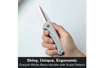 Image of CIVIVI Voidflare Flipper Knife Greyish White Resin Handle With Scale Pattern 2.92inch Satin Finished 14c28n Blade