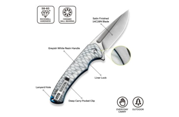 Image of CIVIVI Voidflare Flipper Knife Greyish White Resin Handle With Scale Pattern 2.92inch Satin Finished 14c28n Blade