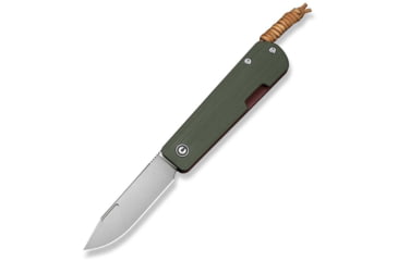 Image of CIVIVI Slippy Sendy Slip Joint Knife Milled Green &amp; Red G10 Handle 2.81inch Satin Finished Nitro-v Blade C24075b-1, With Brown Leather Lanyard Attached