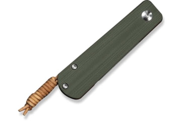Image of CIVIVI Slippy Sendy Slip Joint Knife Milled Green &amp; Red G10 Handle 2.81inch Satin Finished Nitro-v Blade C24075b-1, With Brown Leather Lanyard Attached