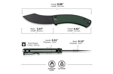 Image of CIVIVI Outlaw Muk Flipper &amp; Button Lock Knife Teal Green G10 Handle 3.47inch Black Stonewashed 14c28n Blade