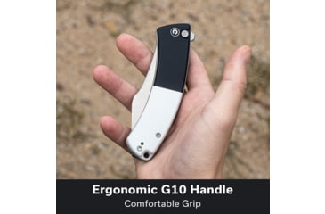Image of CIVIVI Outlaw Muk Flipper &amp; Button Lock Knife Black &amp; White G10 Handle 3.47inch Satin Finished 14c28n Blade