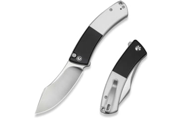 Image of CIVIVI Outlaw Muk Flipper &amp; Button Lock Knife Black &amp; White G10 Handle 3.47inch Satin Finished 14c28n Blade