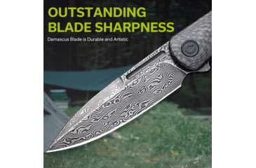 Image of CIVIVI Caetus Folding Knife, 4.5in Closed, 3.5in Damascus Steel Blade, Carbon Fiber Handle, Nylon Case, C21025C-DS1