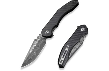 Image of CIVIVI Bluetick Flipper Knife Carbon Fiber Overlay On Black G10 Handle