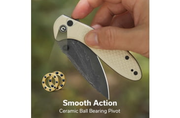Image of CIVIVI Faeger Flipper &amp; Thumb Stud &amp; Button Lock Knife Milled Ivory G10 Handle