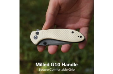 Image of CIVIVI Faeger Flipper &amp; Thumb Stud &amp; Button Lock Knife Milled Ivory G10 Handle