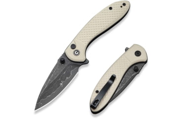 Image of CIVIVI Faeger Flipper &amp; Thumb Stud &amp; Button Lock Knife Milled Ivory G10 Handle
