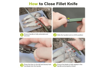 Image of CIVIVI Shawka Fillet Folding Knife, 5.81in, 14C28N, Fillet, Aluminum Gray/Green Handle, C22029B3