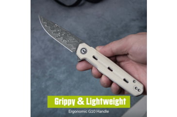 Image of CIVIVI Navo Flipper Knife Ivory G10 Handle 3.25inch Damascus Blade