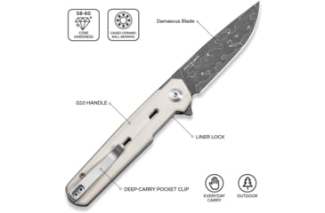 Image of CIVIVI Navo Flipper Knife Ivory G10 Handle 3.25inch Damascus Blade
