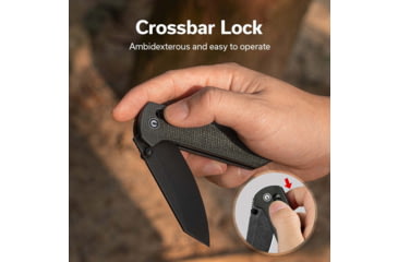 Image of CIVIVI Yonder Thumb Stud &amp; Crossbar Lock Knife Dark Green Canvas Micarta Handle