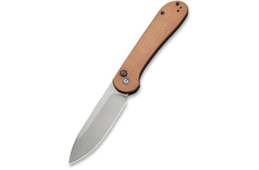 Image of CIVIVI Elementum Folding Knife, 3.47in, Carbon Steel, Micarta Handle, Brown/Gray, C2103D