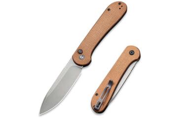 Image of CIVIVI Elementum Folding Knife, 3.47in, Carbon Steel, Micarta Handle, Brown/Gray, C2103D
