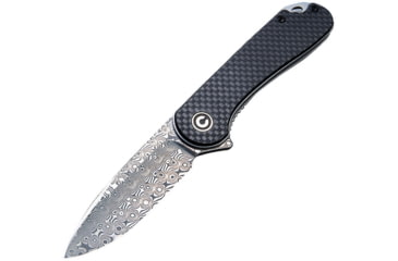 Image of CIVIVI Elementum Linerlock Damascus Folding Knife, 3 Damascus steel blade, Black G10 handle with carbon fiber overlay, C907DS