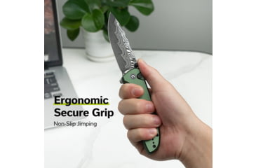 Image of CIVIVI Hyperpulse Flipper &amp; Thumb Stud &amp; Button Lock Knife Aluminum Handle 3.5inch Damascus Blade C23087a-ds1 - C23087A-DS1