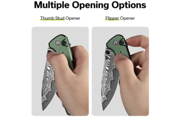 Image of CIVIVI Hyperpulse Flipper &amp; Thumb Stud &amp; Button Lock Knife Aluminum Handle 3.5inch Damascus Blade C23087a-ds1 - C23087A-DS1
