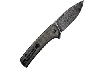 Image of CIVIVI Conspirator Folding Knife, 3.48in, Damascus Blade, Micarta Handle, Green/Black, C21006DS1