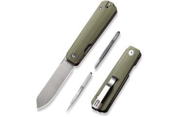Image of Civivi Sendy Flipper Assisted Opening Folding Knife 2.83 in, Nitro-V, Spey Point Blade, G10 Green/Red Handle, C21004B1CP