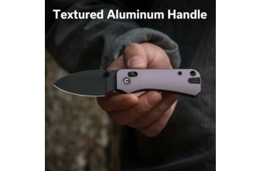 Image of Civivi Knives Baby Banter 2 2.34: Folding Drop Point Plain Black Stonewashed Nitro-V Steel Blade, Purple Textured Aluminum Handle,C23074-2