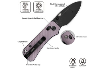 Image of Civivi Knives Baby Banter 2 2.34: Folding Drop Point Plain Black Stonewashed Nitro-V Steel Blade, Purple Textured Aluminum Handle,C23074-2