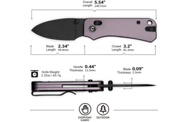 Image of Civivi Knives Baby Banter 2 2.34: Folding Drop Point Plain Black Stonewashed Nitro-V Steel Blade, Purple Textured Aluminum Handle,C23074-2