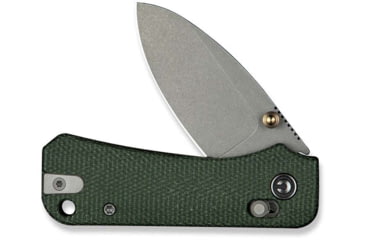 Image of Civivi Knives Baby Banter 2 2.34 Folding Drop Point Plain Gray Stonewashed Nitro-V Steel Blade, Green Textured Canvas Micarta Handle,C23074-3