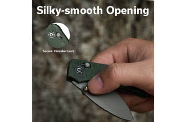 Image of Civivi Knives Baby Banter 2 2.34 Folding Drop Point Plain Gray Stonewashed Nitro-V Steel Blade, Green Textured Canvas Micarta Handle,C23074-3