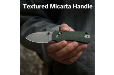 Image of Civivi Knives Baby Banter 2 2.34 Folding Drop Point Plain Gray Stonewashed Nitro-V Steel Blade, Green Textured Canvas Micarta Handle,C23074-3